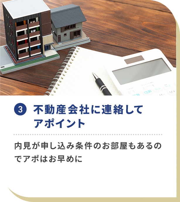 不動産会社に連絡してアポイント
